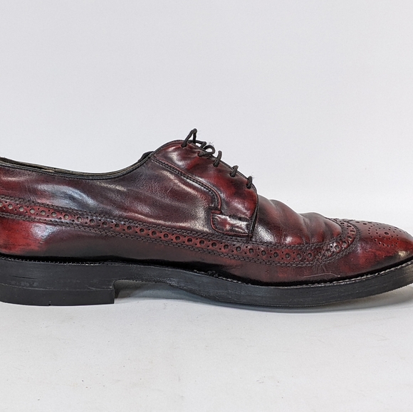 Vintage Florsheim Wingtip Balmoral Shoes, Dark Cherry, size 12, Re-soled, Read - Picture 13 of 14
